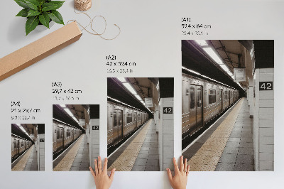 Poster Moderner U-Bahnsteig, dynamischer architektonischer Raum