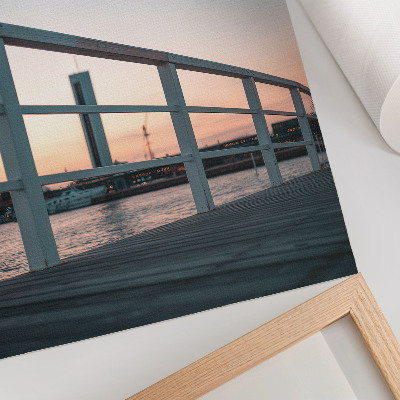 Wandposter Balustrade, Wasser, Sonnenuntergang, harmonische Komposition