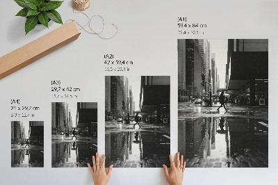 Poster Moderne Stadtgrafiken, Schwarz-Weiß-Regen