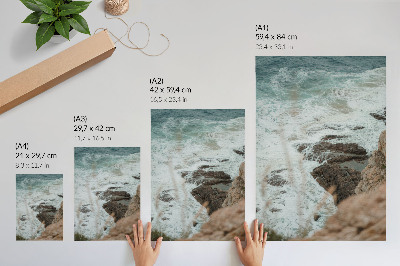Poster Meereswellen und eine felsige Küste in Türkistönen