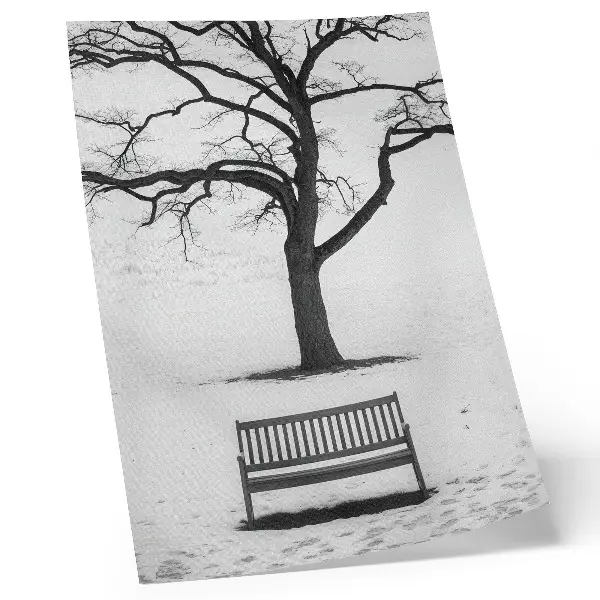 Wandposter minimalistische Landschaft mit Baum und Bank
