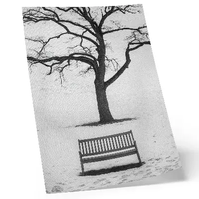 Wandposter minimalistische Landschaft mit Baum und Bank