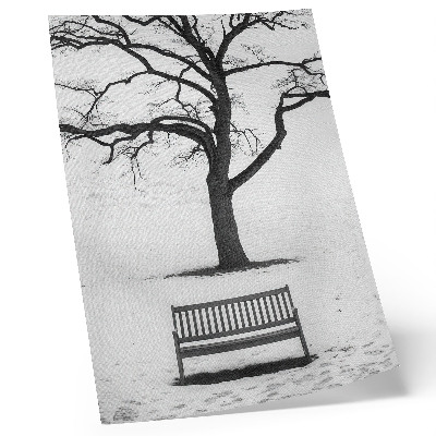 Wandposter Minimalistische Landschaft mit einem Baum und einer Bank