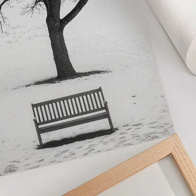 Wandposter minimalistische Landschaft mit Baum und Bank