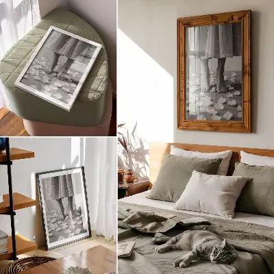 Leinwand-Kunstdruck mit Motiv von eleganten schwarz-weißen Blütenblättern als Symbol für Frieden