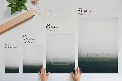 Wandposter Tor auf dem Spielfeld in einer minimalistischen Szene mit Nebel und Ruhe