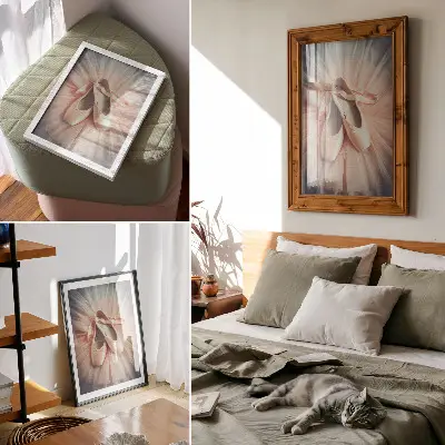 Wandposter Ballerinas mit rosa Tüllrock für Harmonie und Eleganz