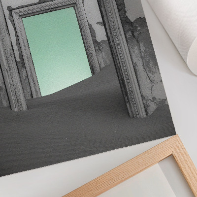 Wandposter Grüne Wüste, verlassene Gebäude, Surrealismus