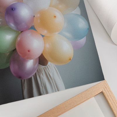 Poster Pastellfarbene Ballons auf grauem Hintergrund