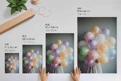 Poster Pastellfarbene Ballons auf grauem Hintergrund