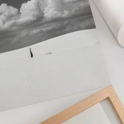 Wandposter schwarz-weiße Komposition mit Wolken und Wüste