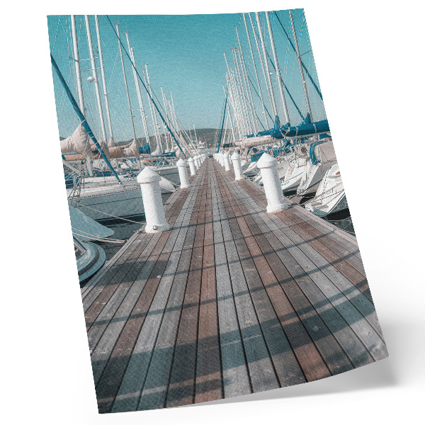 Poster Marina, Yachten, Steg, blauer Himmel, Symmetrie