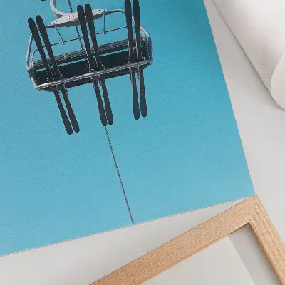 Leinwand-Kunstdruck Seilbahn vor blauem Himmel