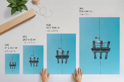 Leinwand-Kunstdruck Seilbahn vor blauem Himmel