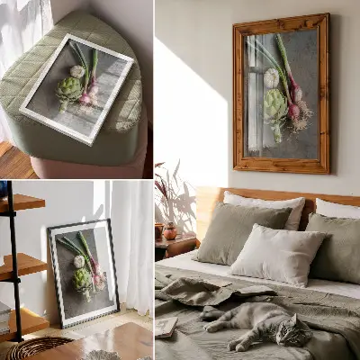 Wandposter rustikale Gemüsekomposition in charmanter und frischer Optik