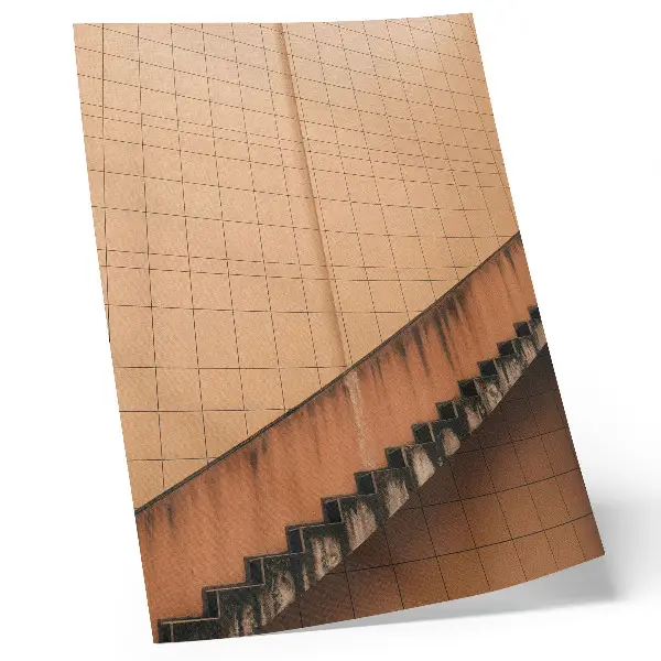 Leinwand Kunstdruck mit geometrischen Linien in harmonischen Beige- und Brauntönen