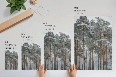 Poster Winterwald mit schneebedeckten Bäumen für Frieden und Harmonie in der Natur