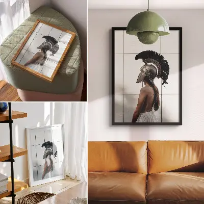 Poster Figur mit Helm im klassisch-realistischen Stil
