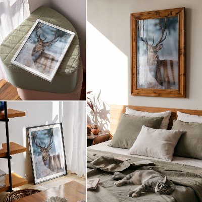 Kunstdruck leinwand Die Schönheit der Natur, Winterlandschaft, majestätische Hirsche