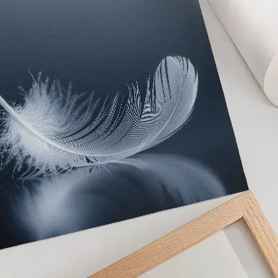 Poster weiße Feder auf grauem Hintergrund als Symbol für Frieden und Harmonie