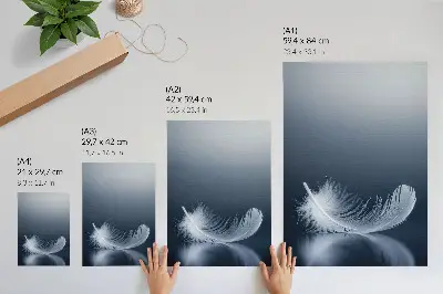 Poster weiße Feder auf grauem Hintergrund als Symbol für Frieden und Harmonie