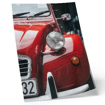 Poster mit klassischem Auto in ausdrucksstarker Detailansicht und Retro-Atmosphäre