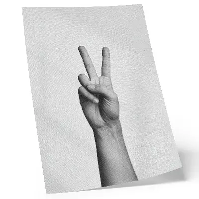 Kunstdruck auf Leinwand schwarz-weiße Geste des Friedens im minimalistischen und eleganten Design