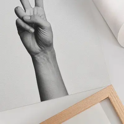 Kunstdruck auf Leinwand schwarz-weiße Geste des Friedens im minimalistischen und eleganten Design