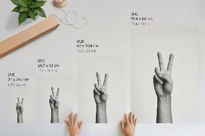 Kunstdruck auf Leinwand schwarz-weiße Geste des Friedens im minimalistischen und eleganten Design