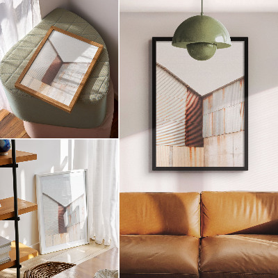 Wandposter Geometrische Paneele aus Metall und Rost