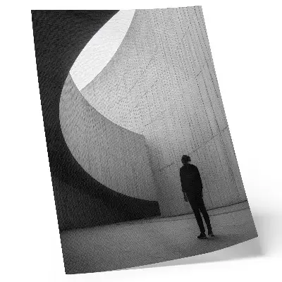 Wandposter mit geschwungener Architektur in monochromen Farbtönen
