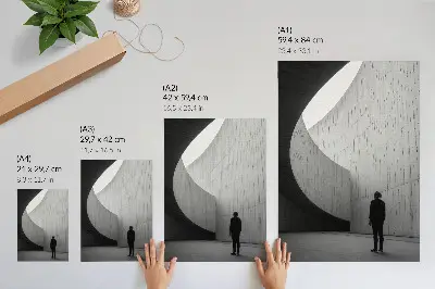 Wandposter mit geschwungener Architektur in monochromen Farbtönen