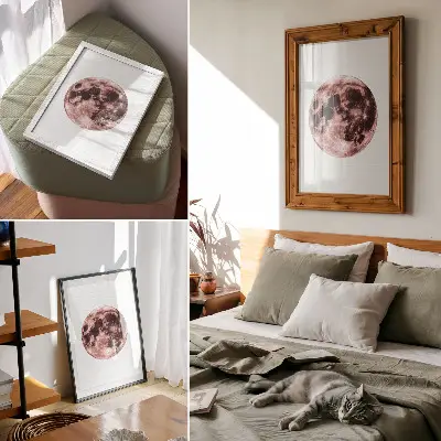 Leinwand-Kunstdruck Dominanz warmer Farbtöne mit Details des Mondes