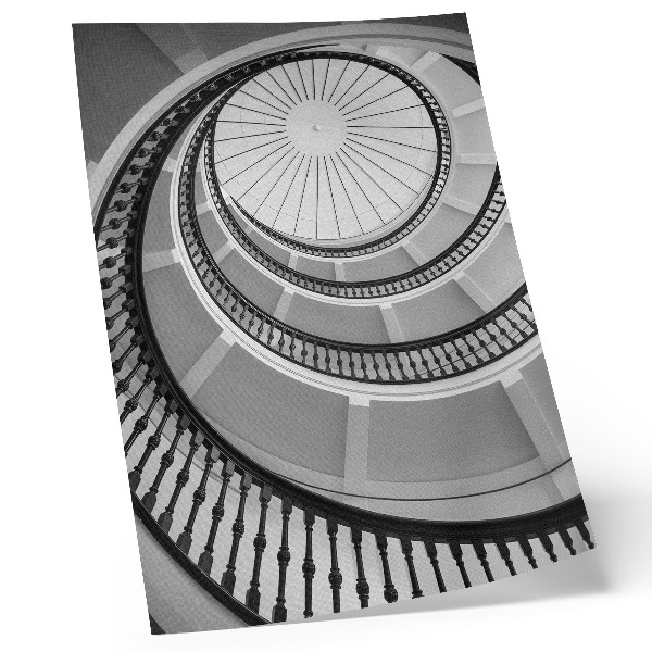 Wandposter Schwarz-weiße Wendeltreppe, modern und elegant