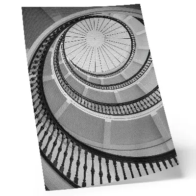 Wandposter schwarz-weiße Wendeltreppe in modernem und elegantem Design