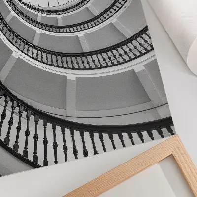 Wandposter schwarz-weiße Wendeltreppe in modernem und elegantem Design