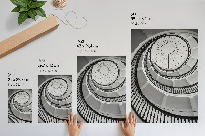 Wandposter Schwarz-weiße Wendeltreppe, modern und elegant