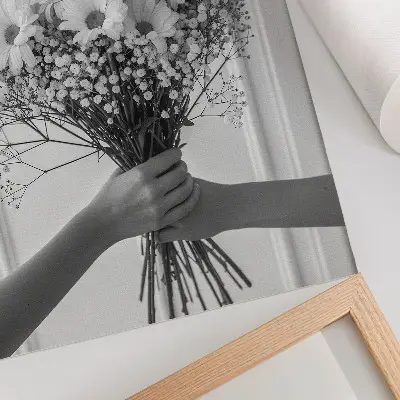 Kunstdruck auf Leinwand zarte Blumen im minimalistischen und eleganten Stil