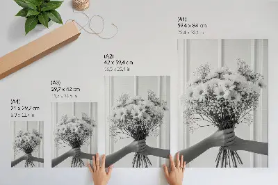 Kunstdruck auf Leinwand zarte Blumen im minimalistischen und eleganten Stil