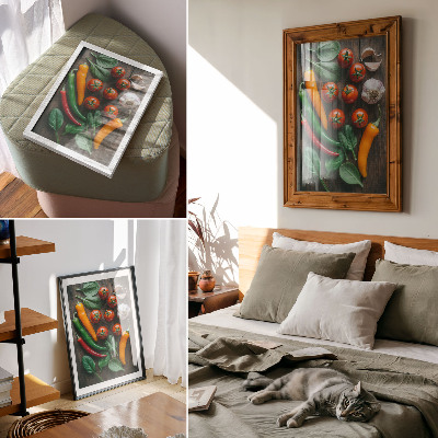 Wandposter Leuchtendes Gemüse auf dunklem, rustikalem Hintergrund