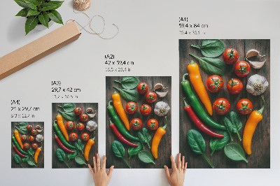 Wandposter Leuchtendes Gemüse auf dunklem, rustikalem Hintergrund