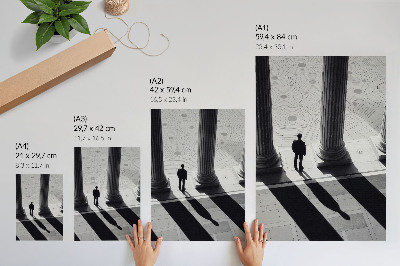Poster Schatten von Säulen in minimalistischer Architektur