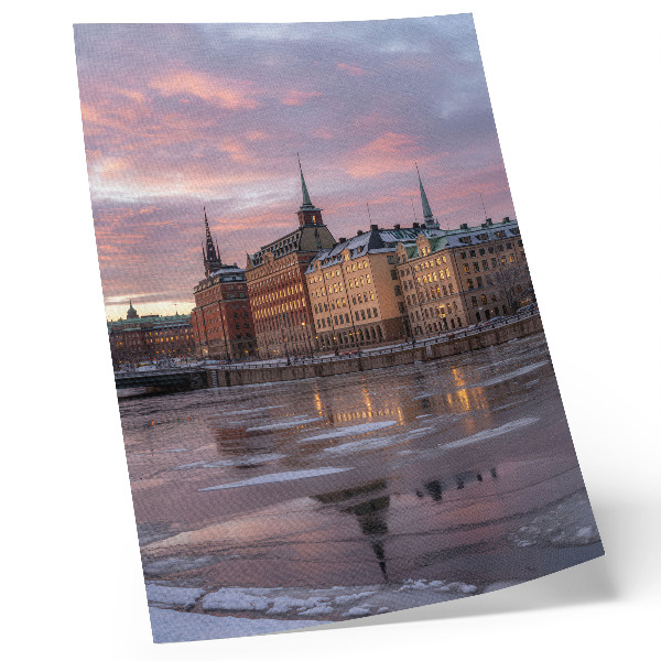 Poster Stadtpanorama Sonnenuntergang Eisfragmente