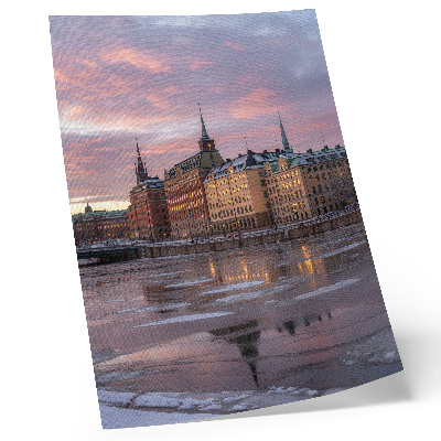 Poster Stadtpanorama Sonnenuntergang Eisfragmente