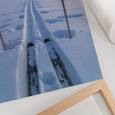 Poster Weißer Schneehimmel, Silhouette der Berge