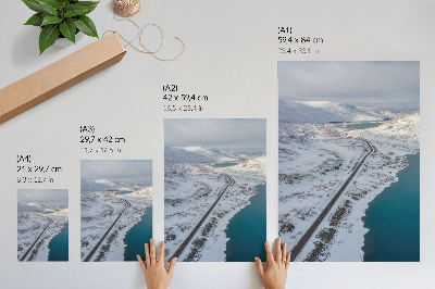 Kunstdruck leinwand Verschneite Landschaft, minimalistisches blaues Wasser