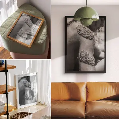 Kunstdruck auf Leinwand Mann mit Sandstruktur in einer harmonischen Nahaufnahme in der Natur