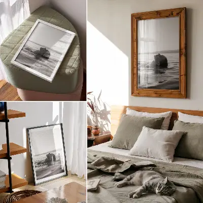 Leinwand Kunstdruck in schwarz-weißer minimalistischer Ästhetik für ein elegantes Ambiente