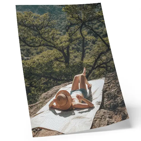 Wandposter Entspannung auf einem Felsen inmitten grüner Bäume in der Natur