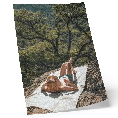 Wandposter Entspannung auf einem Felsen inmitten grüner Bäume in der Natur